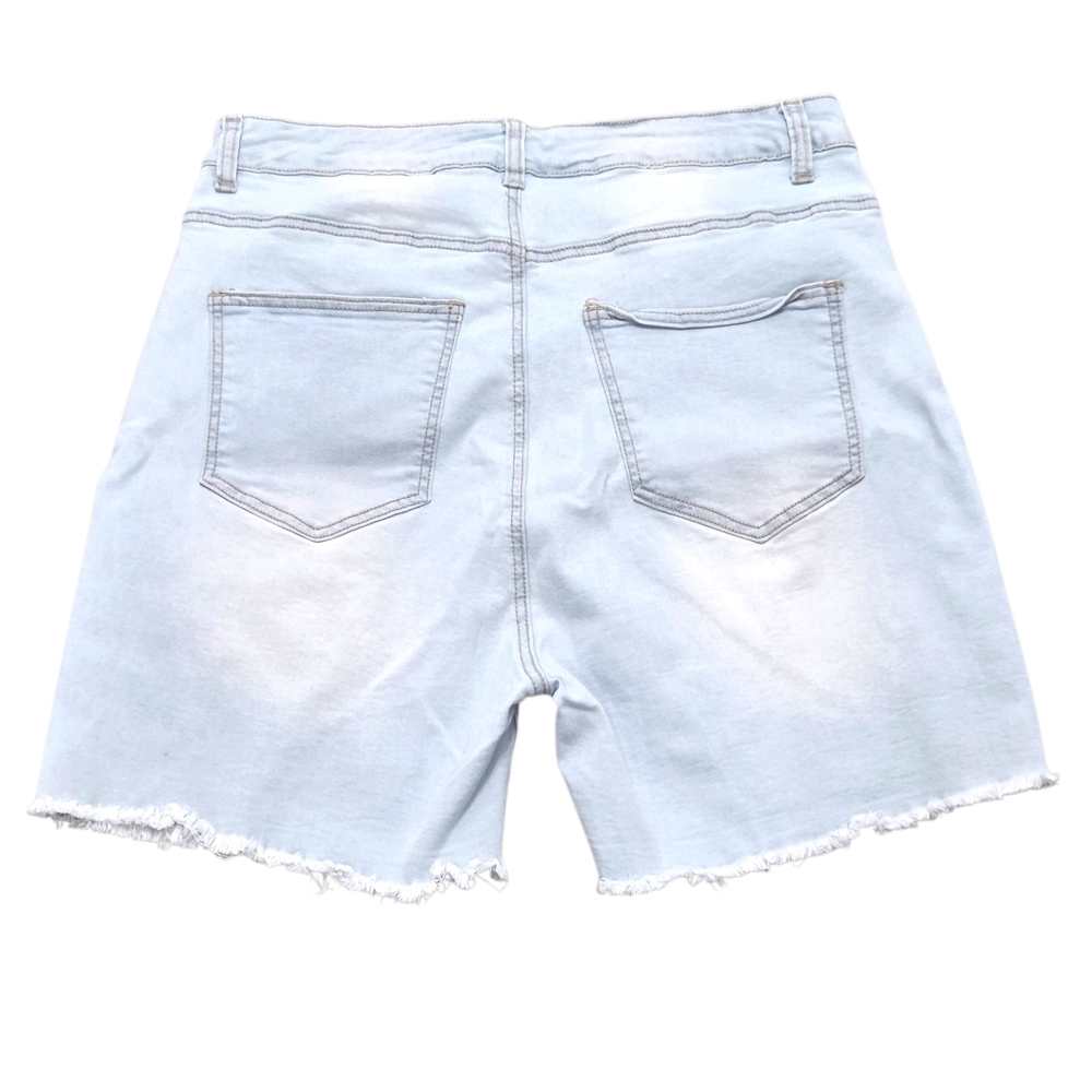American Bazi Los Angeles 1X Curvy Stretch Denim Shorts Light Wash Raw Hem EUC - Picture 2 of 5